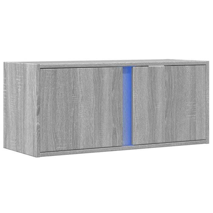 Comodă TV de perete cu lumini LED, gri sonoma, 80x31x35 cm - WALTI WALTI