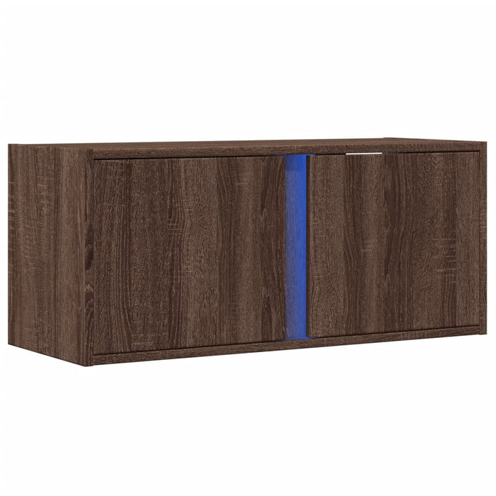 Comodă TV de perete cu lumini LED, stejar maro, 80x31x35 cm - WALTI WALTI