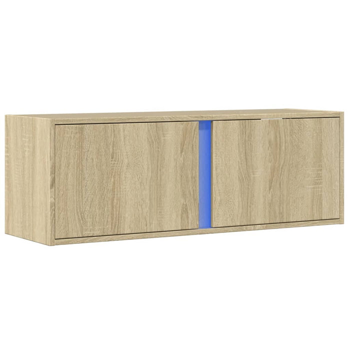 Dulap TV de perete cu lumini LED, stejar sonoma, 100x31x35 cm WALTI