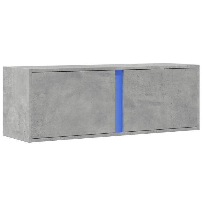 Dulap TV de perete cu lumini LED, gri beton, 100x31x35 cm - WALTI WALTI