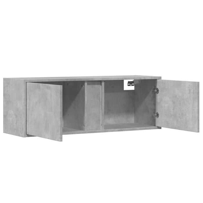 Dulap TV de perete cu lumini LED, gri beton, 100x31x35 cm - WALTI WALTI