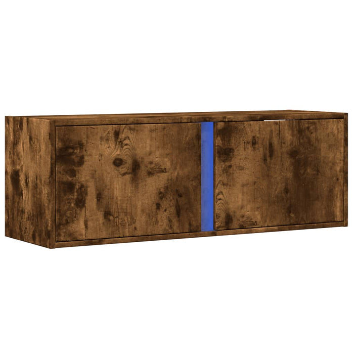 Dulap TV de perete cu lumini LED, stejar fumuriu, 100x31x35 cm WALTI
