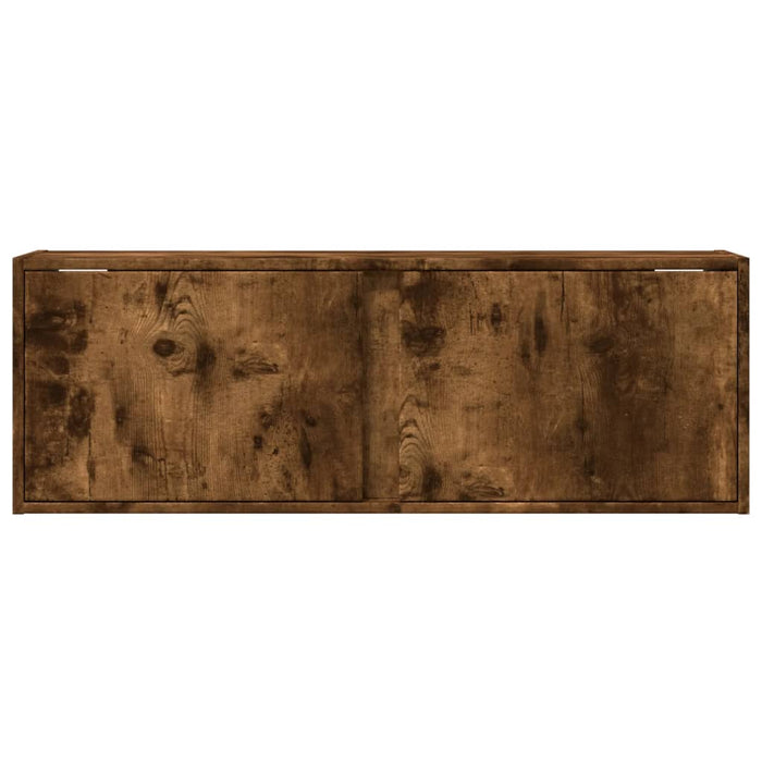 Dulap TV de perete cu lumini LED, stejar fumuriu, 100x31x35 cm WALTI