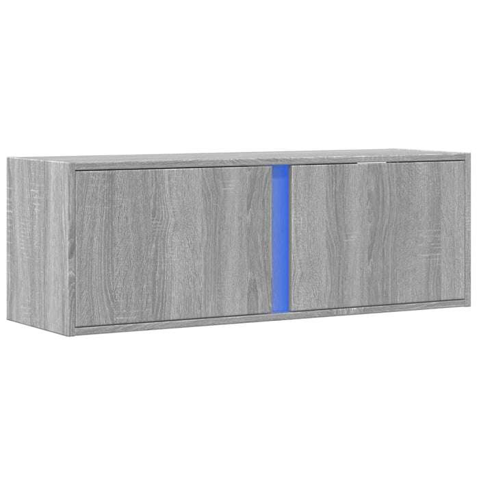 Dulap TV de perete cu lumini LED, gri sonoma, 100x31x35 cm - WALTI WALTI