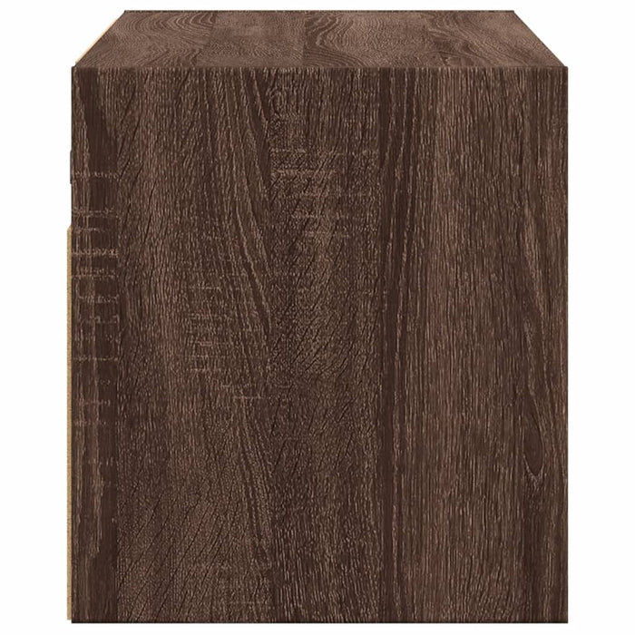 Dulap TV de perete cu lumini LED, stejar maro, 100x31x35 cm WALTI