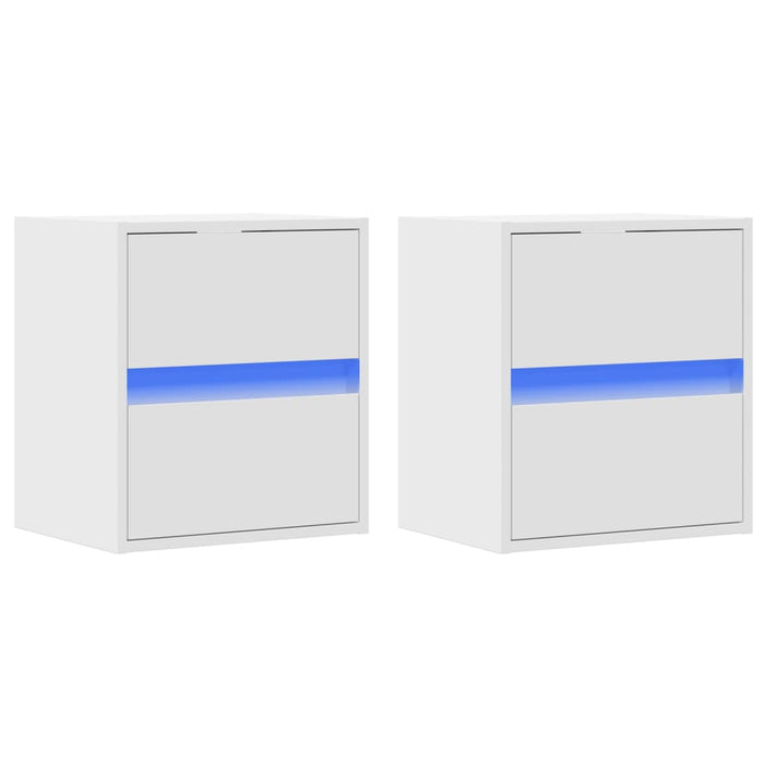 Comode TV de perete cu lumini LED, 2 buc., alb, 41x31x45 cm - WALTI WALTI