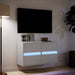 Comode TV de perete cu lumini LED, 2 buc., alb, 41x31x45 cm - WALTI WALTI