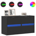 Comode TV de perete cu lumini LED, 2 buc., negru, 41x31x45 cm - WALTI WALTI