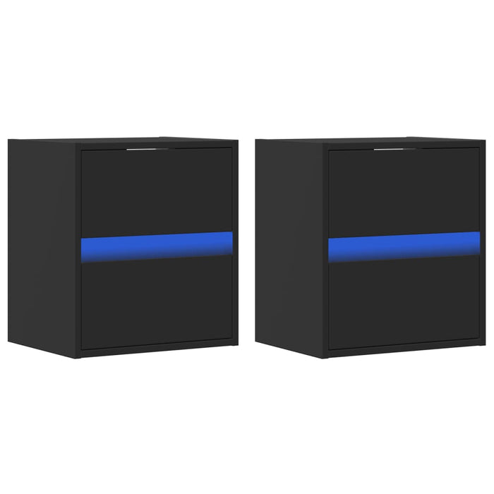 Comode TV de perete cu lumini LED, 2 buc., negru, 41x31x45 cm - WALTI WALTI