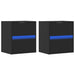 Comode TV de perete cu lumini LED, 2 buc., negru, 41x31x45 cm - WALTI WALTI