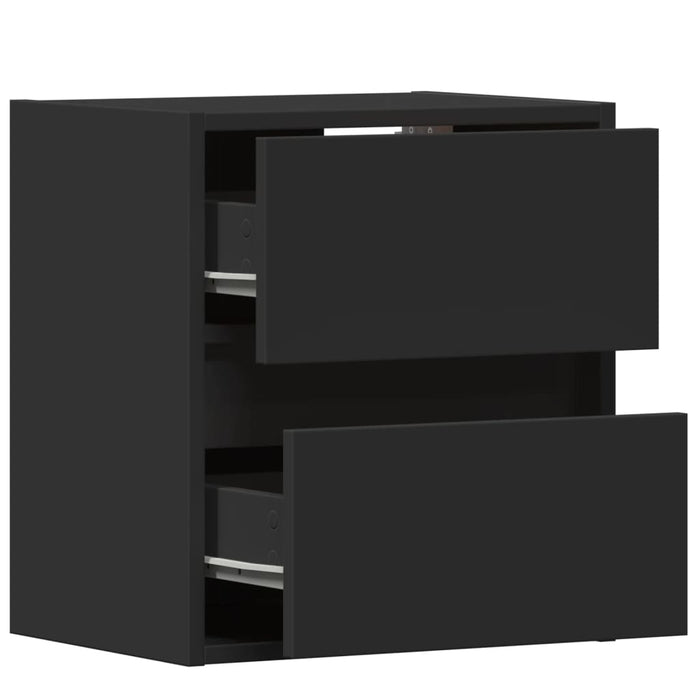Comode TV de perete cu lumini LED, 2 buc., negru, 41x31x45 cm - WALTI WALTI