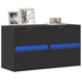 Comode TV de perete cu lumini LED, 2 buc., negru, 41x31x45 cm - WALTI WALTI