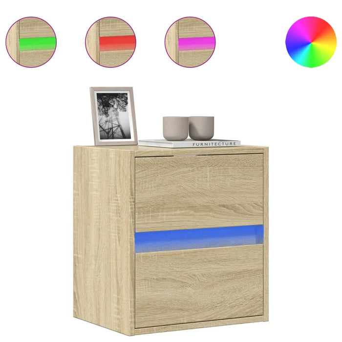 Comodă TV de perete cu lumini LED, stejar sonoma, 41x31x45 cm - WALTI WALTI