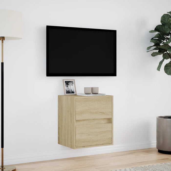 Comodă TV de perete cu lumini LED, stejar sonoma, 41x31x45 cm - WALTI WALTI