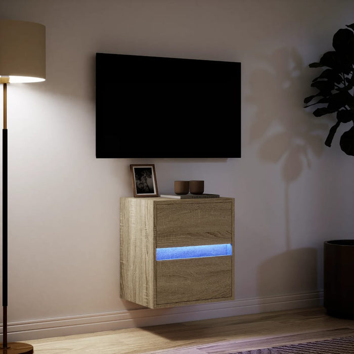 Comodă TV de perete cu lumini LED, stejar sonoma, 41x31x45 cm - WALTI WALTI