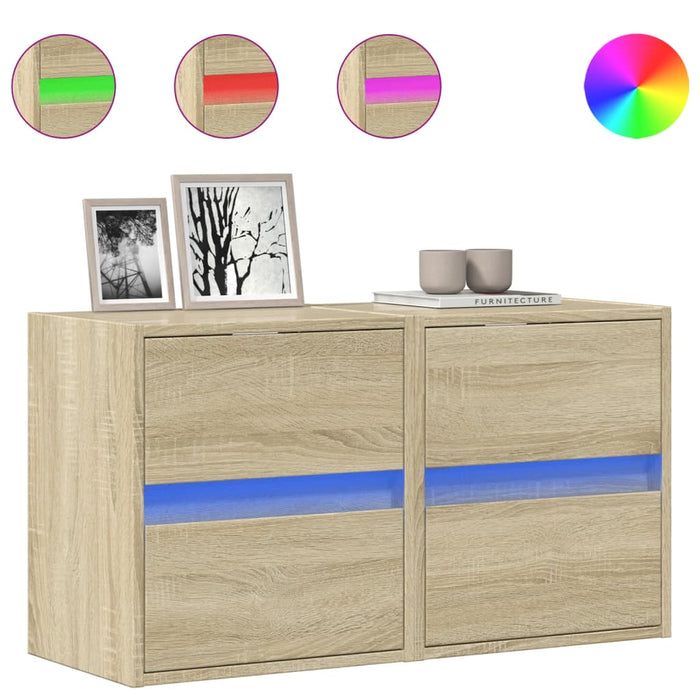 Comodă TV de perete cu LED, 2 buc. stejar sonoma, 41x31x45 cm - WALTI WALTI