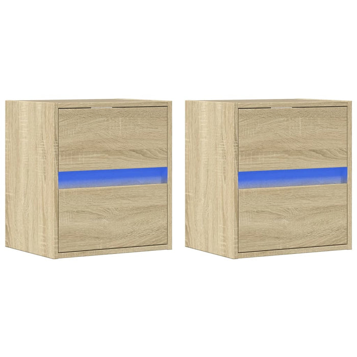 Comodă TV de perete cu LED, 2 buc. stejar sonoma, 41x31x45 cm - WALTI WALTI