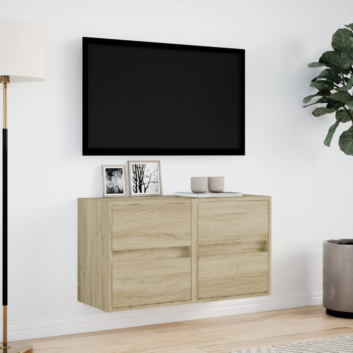 Comodă TV de perete cu LED, 2 buc. stejar sonoma, 41x31x45 cm - WALTI WALTI
