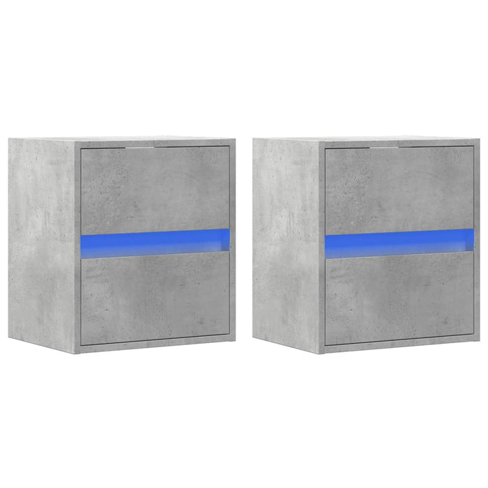 Comode TV de perete cu lumini LED 2 buc. gri beton 41x31x45 cm - WALTI WALTI