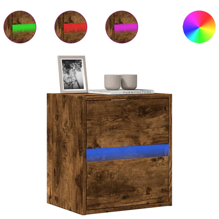 Comodă TV de perete cu lumini LED, stejar fumuriu, 41x31x45 cm - WALTI WALTI