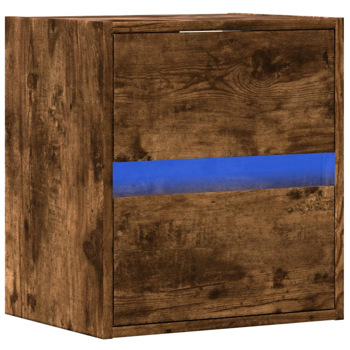 Comodă TV de perete cu lumini LED, stejar fumuriu, 41x31x45 cm - WALTI WALTI
