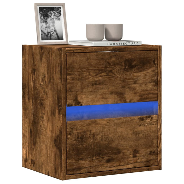 Comodă TV de perete cu lumini LED, stejar fumuriu, 41x31x45 cm - WALTI WALTI