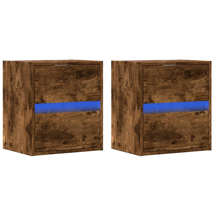 Comodă TV de perete cu LED, 2 buc. stejar fumuriu, 41x31x45 cm - WALTI WALTI