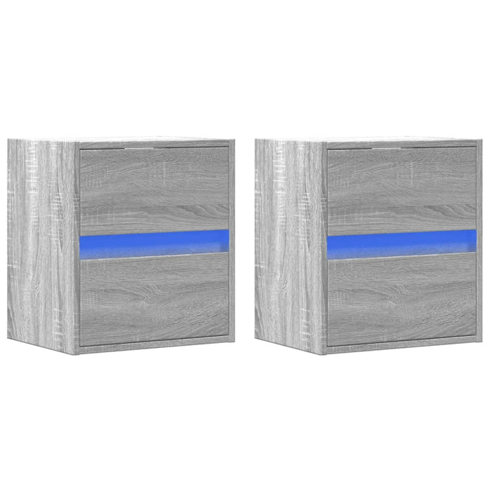 Comodă TV de perete cu LED, 2 buc, gri sonoma, 41x31x45 cm WALTI