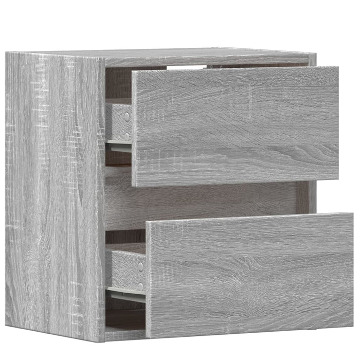 Comodă TV de perete cu LED, 2 buc, gri sonoma, 41x31x45 cm WALTI