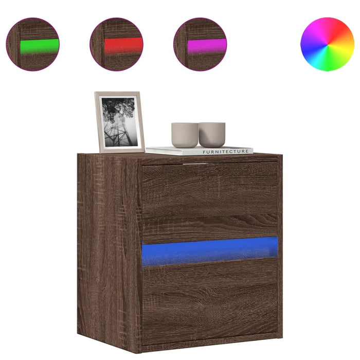 Comodă TV de perete cu lumini LED, stejar maro, 41x31x45 cm - WALTI WALTI