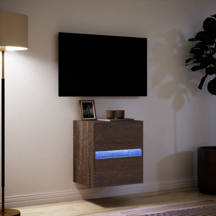 Comodă TV de perete cu lumini LED, stejar maro, 41x31x45 cm - WALTI WALTI