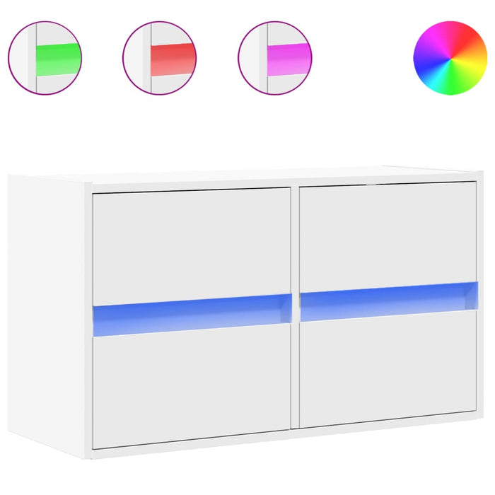 Comodă TV de perete cu lumini LED, alb, 80x31x45 cm - WALTI WALTI