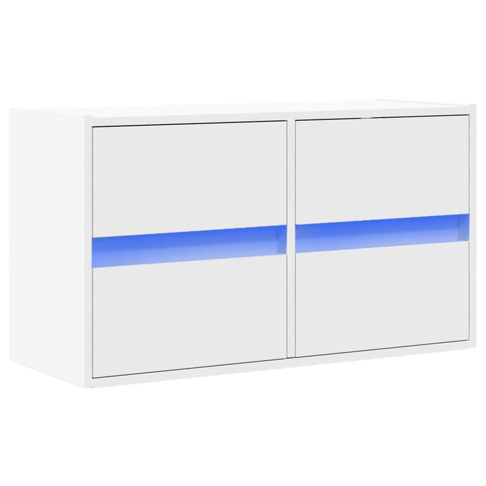 Comodă TV de perete cu lumini LED, alb, 80x31x45 cm - WALTI WALTI