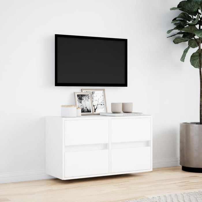 Comodă TV de perete cu lumini LED, alb, 80x31x45 cm - WALTI WALTI