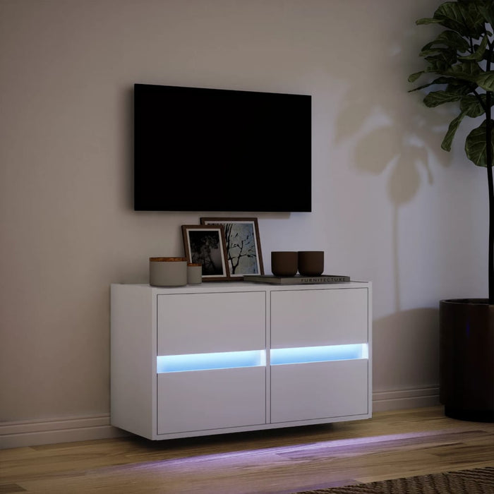 Comodă TV de perete cu lumini LED, alb, 80x31x45 cm - WALTI WALTI