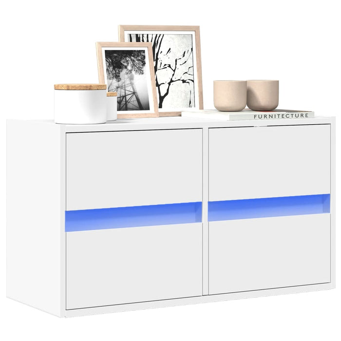 Comodă TV de perete cu lumini LED, alb, 80x31x45 cm - WALTI WALTI