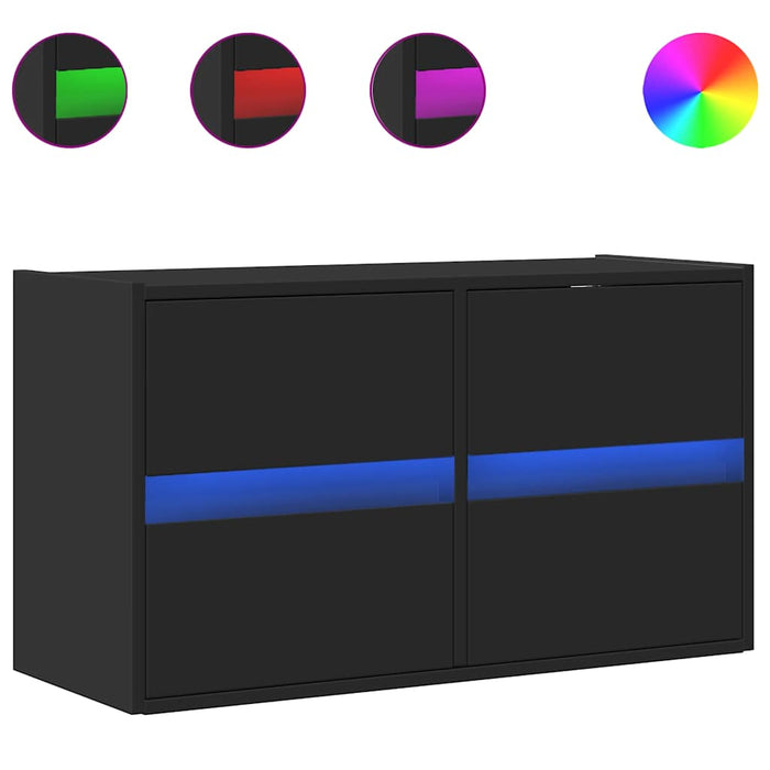 Dulap TV de perete cu lumini LED negru 80x31x45 cm - WALTI WALTI