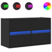 Dulap TV de perete cu lumini LED negru 80x31x45 cm - WALTI WALTI
