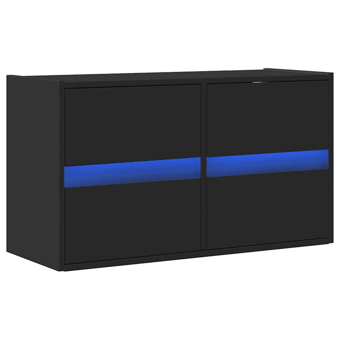Dulap TV de perete cu lumini LED negru 80x31x45 cm - WALTI WALTI