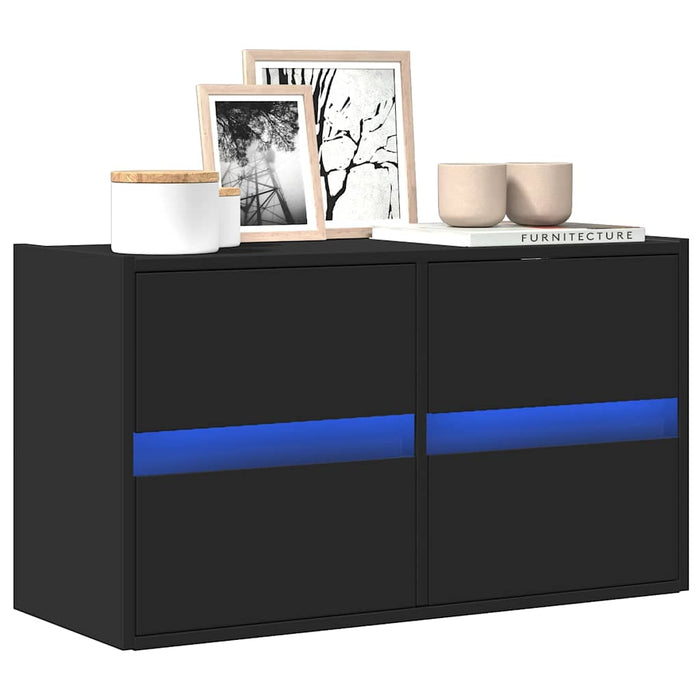 Dulap TV de perete cu lumini LED negru 80x31x45 cm - WALTI WALTI