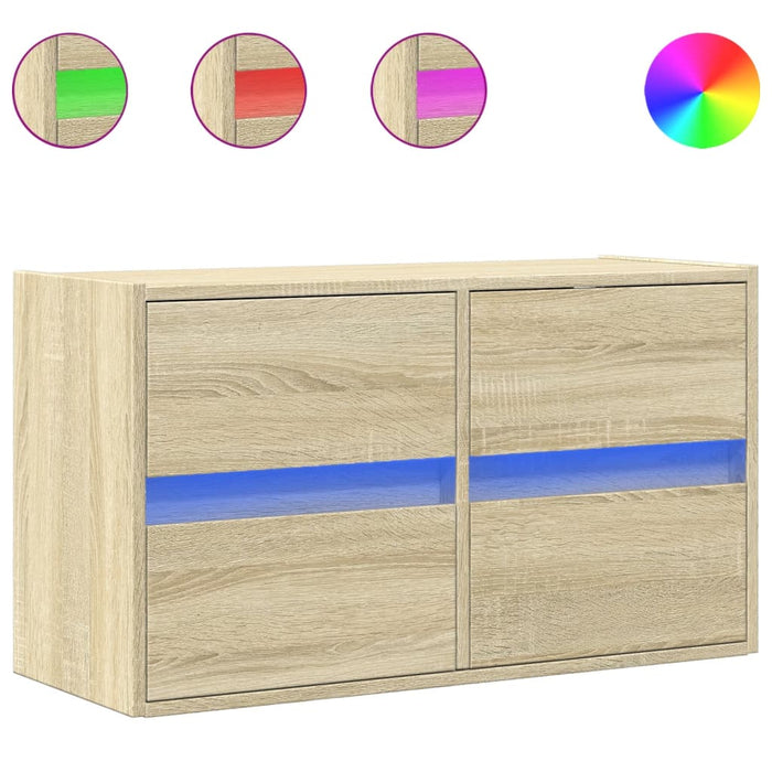 Comodă TV de perete cu lumini LED, stejar sonoma, 80x31x45 cm - WALTI WALTI