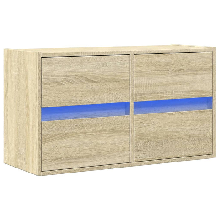 Comodă TV de perete cu lumini LED, stejar sonoma, 80x31x45 cm - WALTI WALTI
