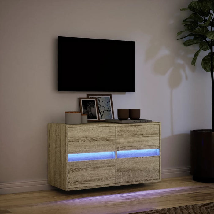 Comodă TV de perete cu lumini LED, stejar sonoma, 80x31x45 cm - WALTI WALTI