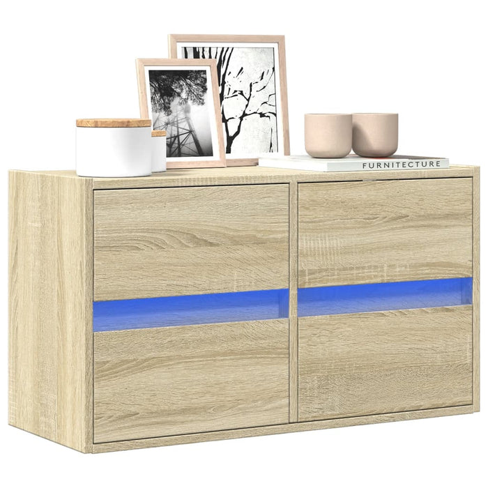 Comodă TV de perete cu lumini LED, stejar sonoma, 80x31x45 cm - WALTI WALTI
