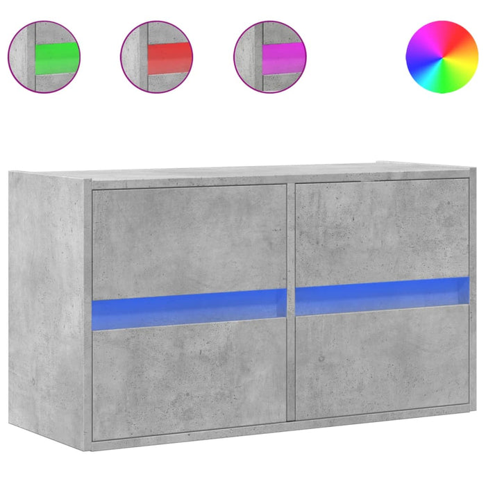 Comodă TV de perete cu lumini LED, gri beton, 80x31x45 cm - WALTI WALTI