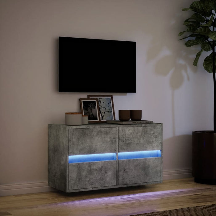 Comodă TV de perete cu lumini LED, gri beton, 80x31x45 cm - WALTI WALTI