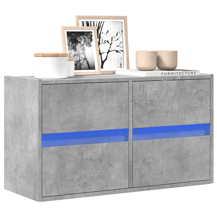 Comodă TV de perete cu lumini LED, gri beton, 80x31x45 cm - WALTI WALTI