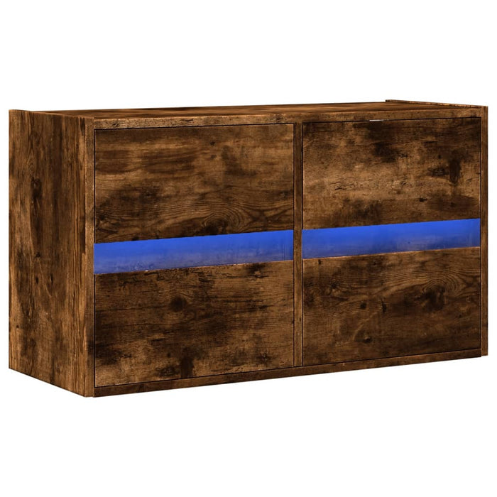 Comodă TV de perete cu lumini LED, stejar fumuriu, 80x31x45 cm - WALTI WALTI