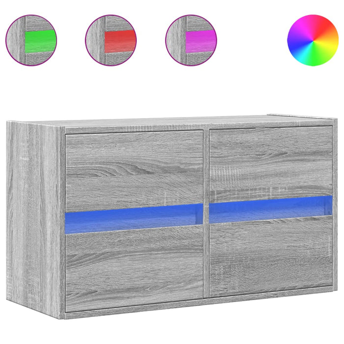 Comodă TV de perete cu lumini LED, gri sonoma, 80x31x45 cm - WALTI WALTI