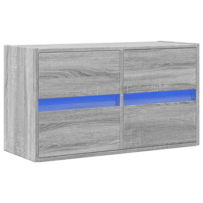Comodă TV de perete cu lumini LED, gri sonoma, 80x31x45 cm - WALTI WALTI